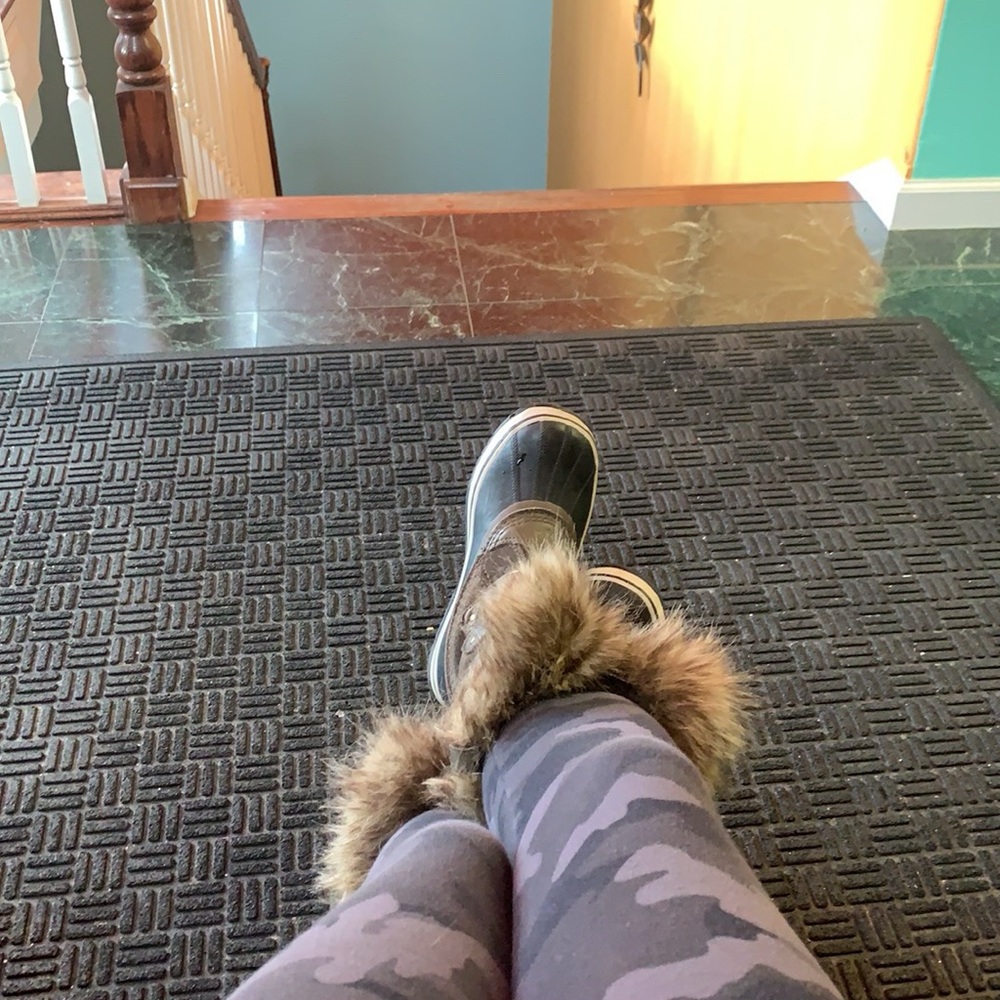 Sorel Black and Brown Winter Boots with Fur Trim - Joan of Arctic